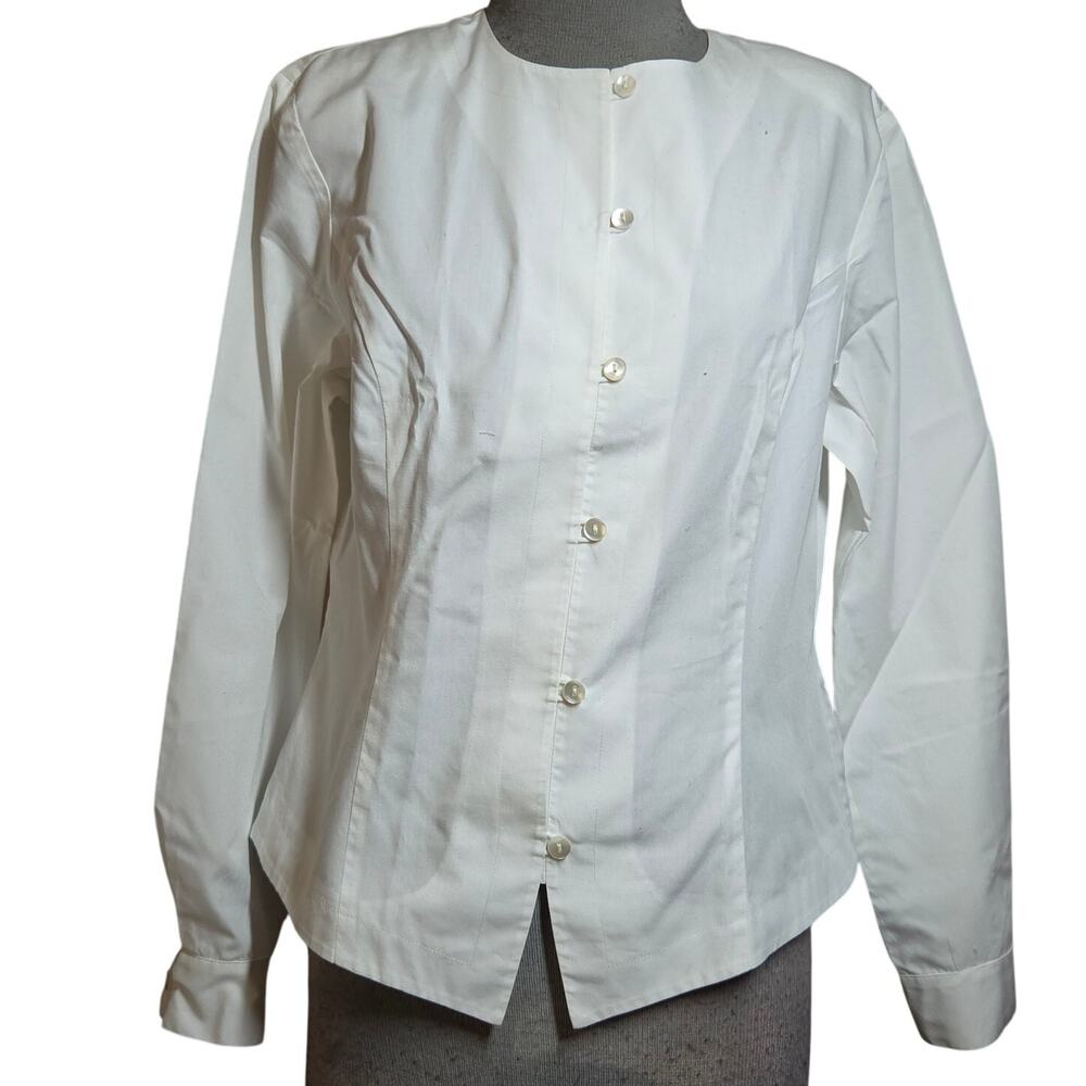 Cream Cotton Button Front Blouse Size Small